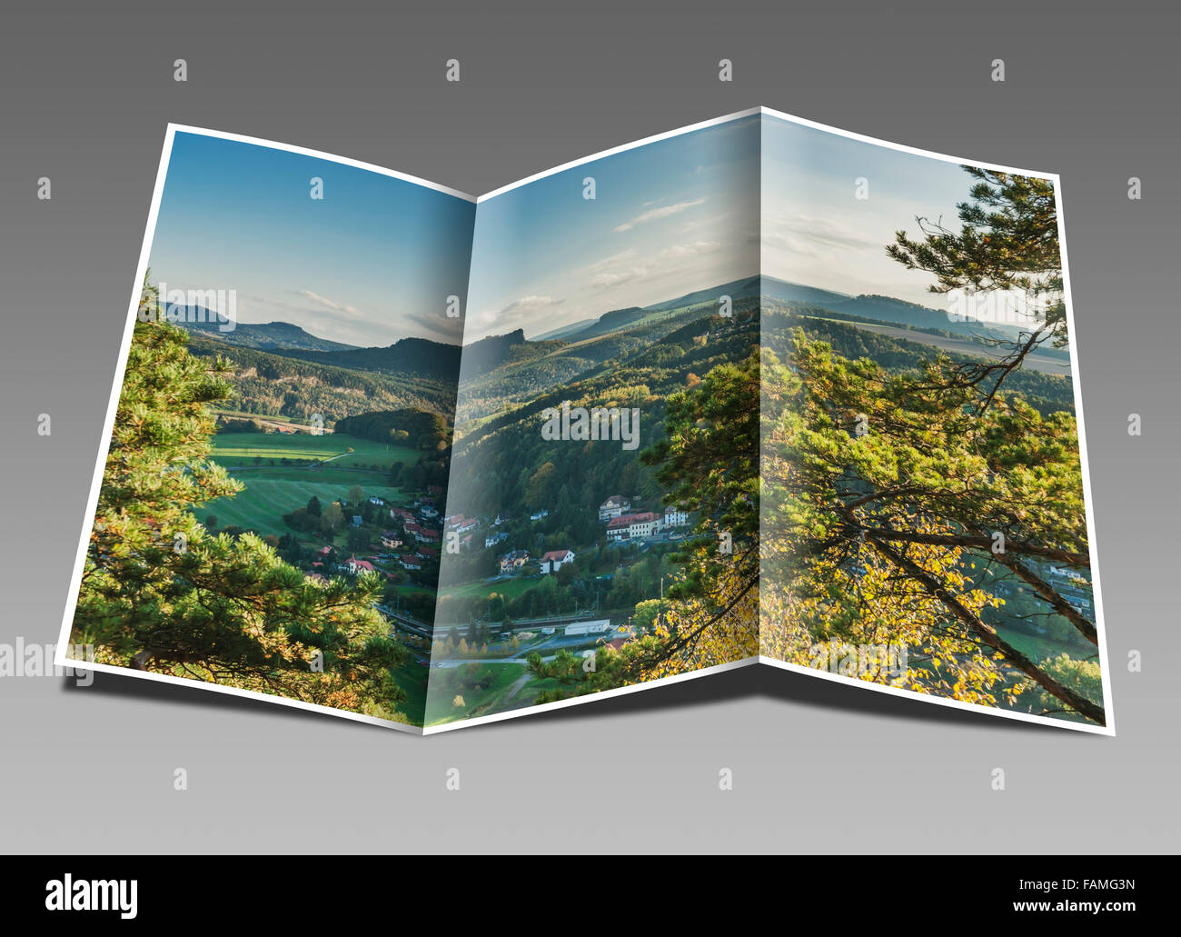 Vue de la Montagne de la table Lilienstein dans le parc national Suisse Saxonne, près de Dresde, Saxe, Allemagne, Europe Banque D'Images