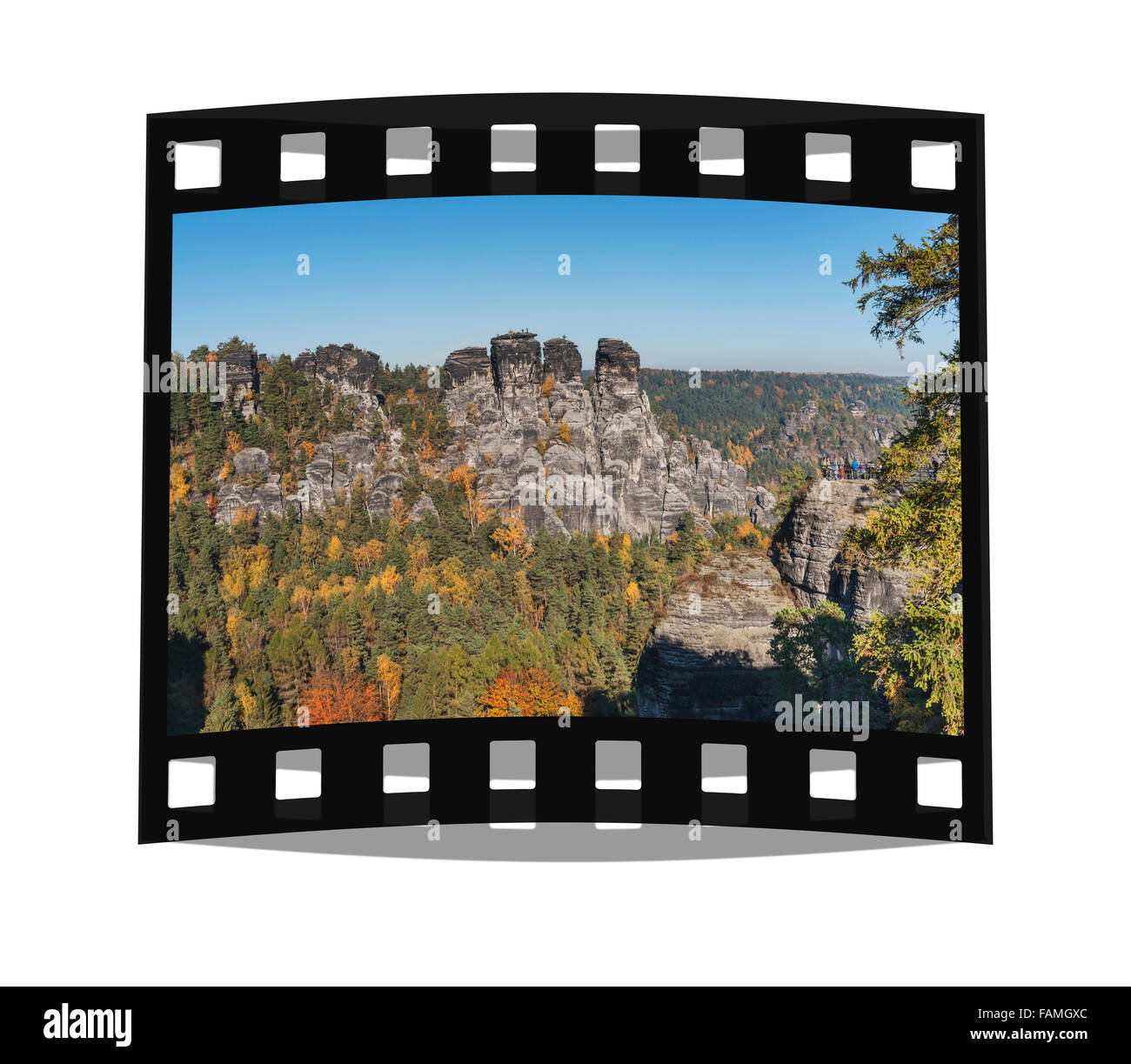 Vue de la soi-disant Goose Rocks (Gansfelsen), municipalité de Lohmen, la Suisse Saxonne, près de Dresde, Saxe, Allemagne, Europe Banque D'Images