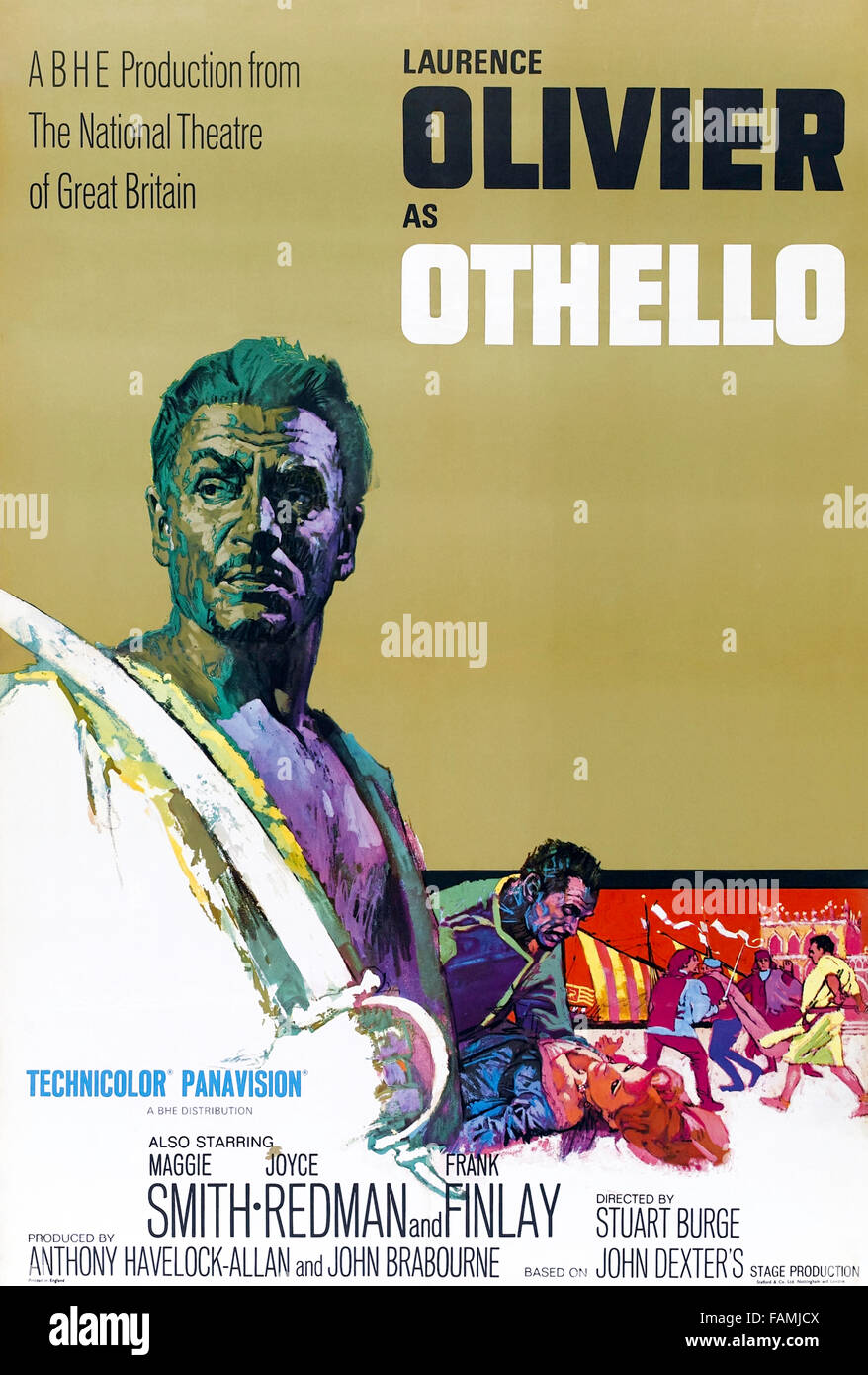 Film 'Othello' 1965 mettant en vedette Laurence Olivier et réalisé par Stuart Burge, photographie de l'affiche originale restaurée d'une feuille de théâtre britannique. ***USAGE ÉDITORIAL SEULEMENT*** crédit : BFA / Eagle films Banque D'Images