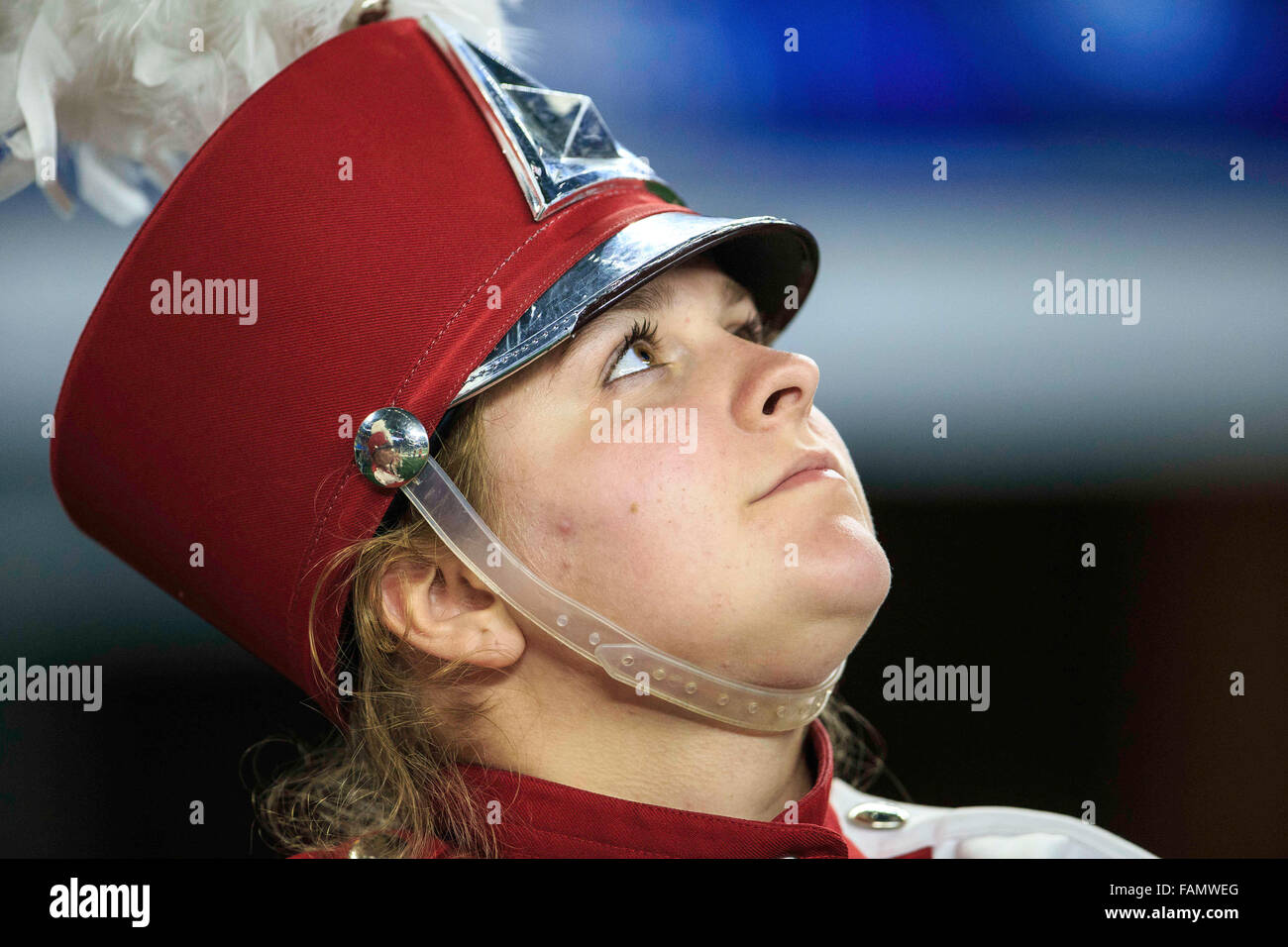 Arlington, Texas, USA. 31 Dec, 2015. Alabama Crimson Tide Marching Band pendant au arborant Goodyear Cotton Bowl match entre Michigan State vs Alabama à l'AT&T Stadium à Arlington, au Texas. © csm/Alamy Live News Banque D'Images