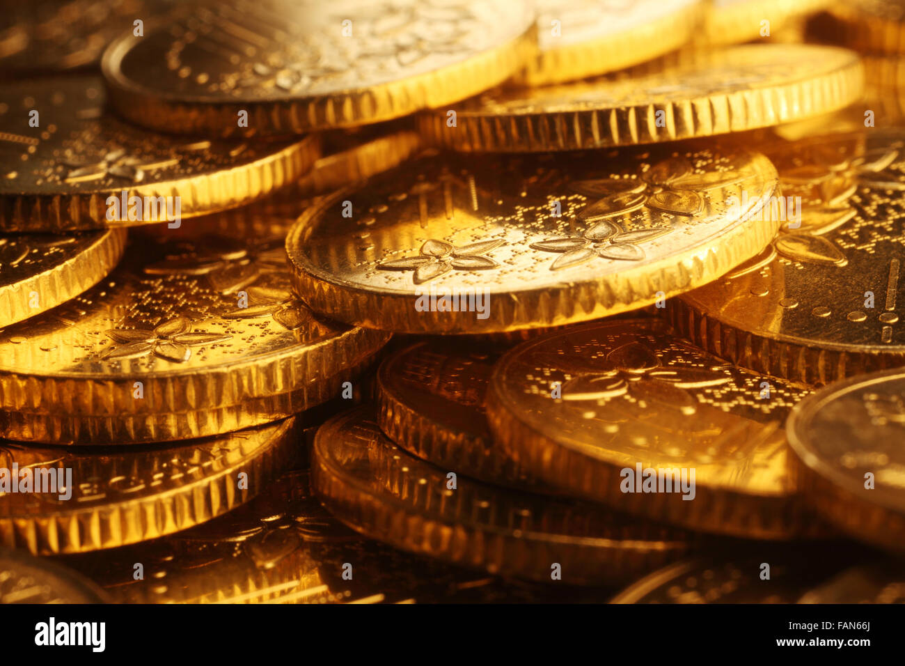 Close up des pièces d'or Banque D'Images