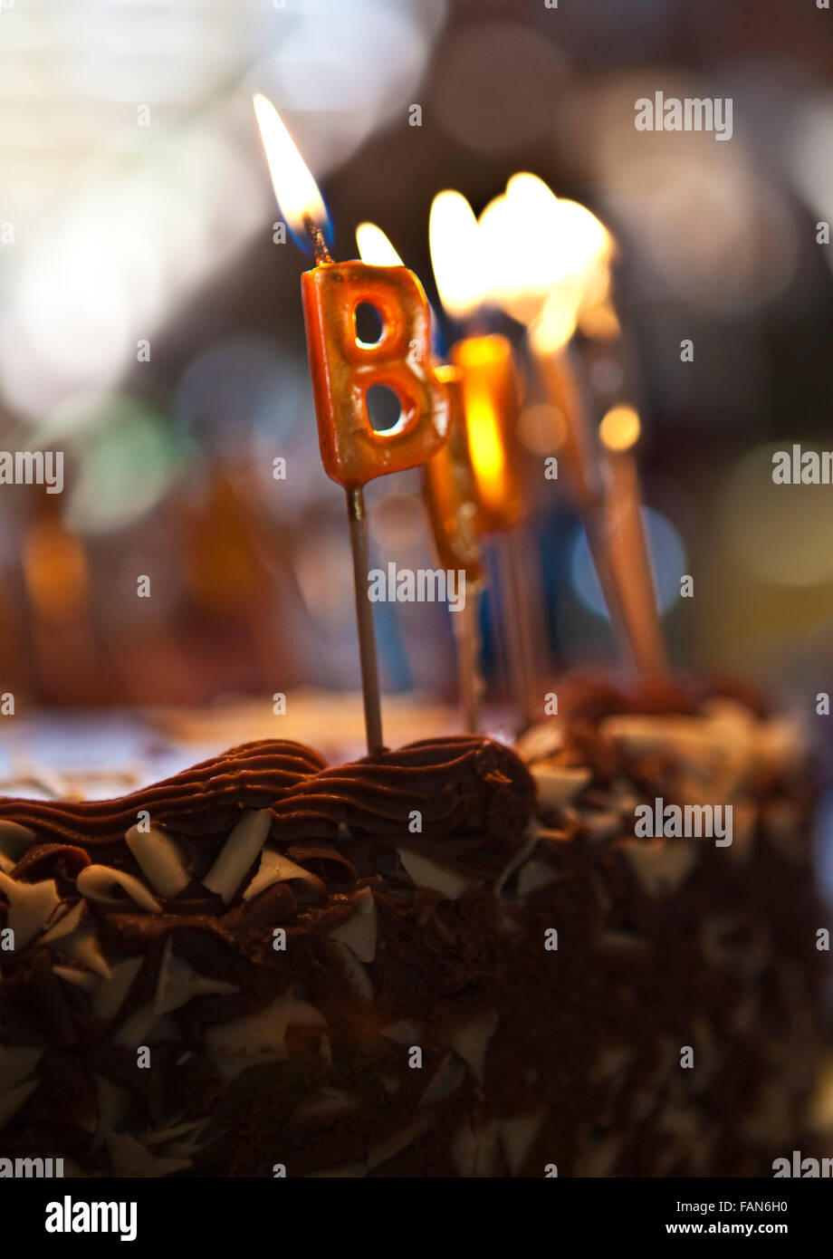 Chocolate Birthday Cake With Candles Banque D Image Et Photos Alamy