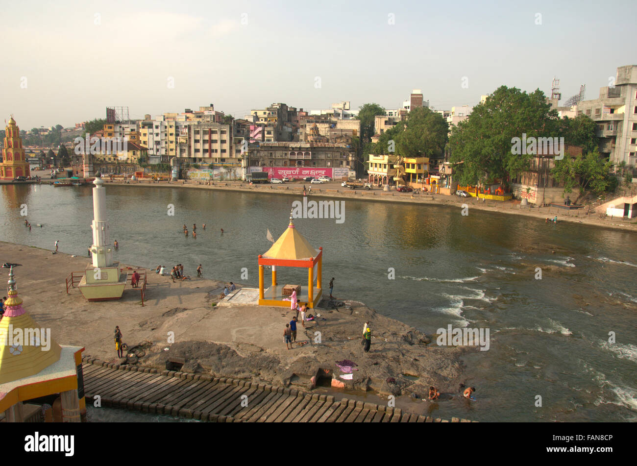 Panchvati ghat, une rivière Godavari à Nashik, banque, Maharashtra, Inde Banque D'Images