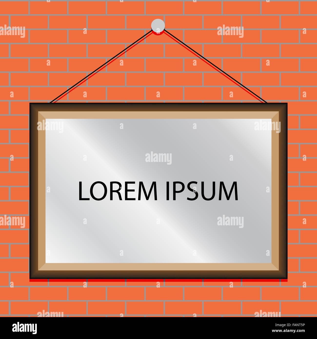 Cadre photo sur mur de brique modèle. Vide Vide, photo image, galerie sur stonewall. Vector art abstract inhabituelle illust Banque D'Images