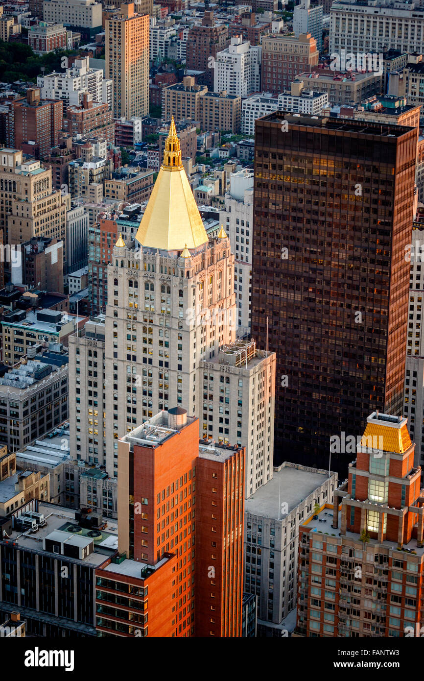 Vue aérienne du quartier Flatiron bâtiments et toits sur Madison Avenue, près de Madison Square Park, à Manhattan, New York City Banque D'Images