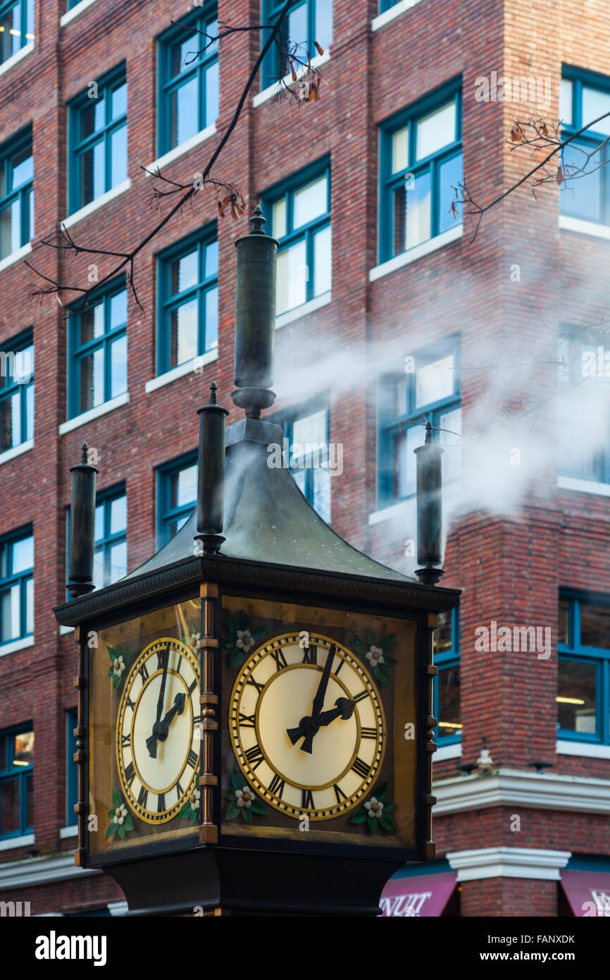 Dans l'horloge à vapeur de Gastown district de Vancouver, Canada Banque D'Images