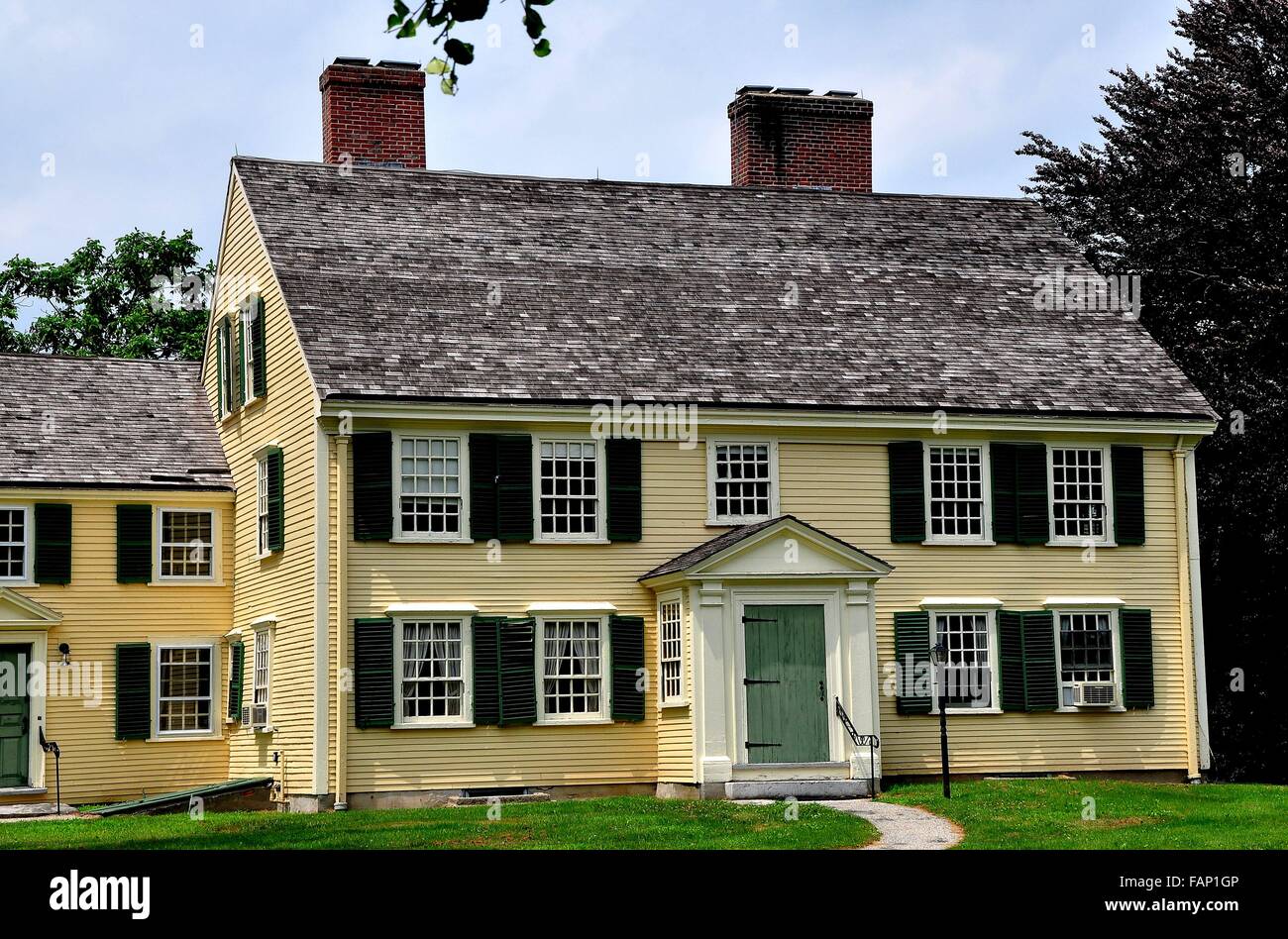 Concord, Massachusetts : La maison coloniale 1715 du Major John Buttrick en parc historique national Minuteman Banque D'Images
