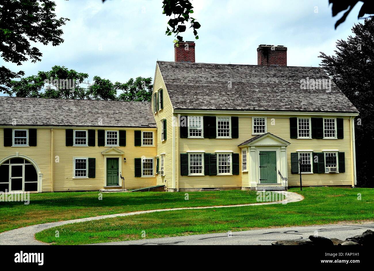 Concord, Massachusetts : La maison coloniale 1715 du Major John Buttrick en parc historique national Minuteman Banque D'Images