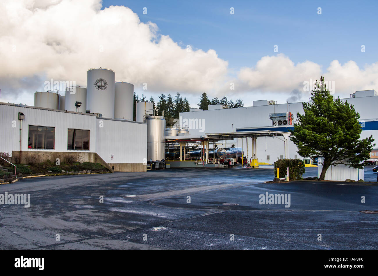 L'espace de chargement pour les camions de lait en vrac à la Tillamook Cheese Factory, Salem, Oregon, USA Banque D'Images