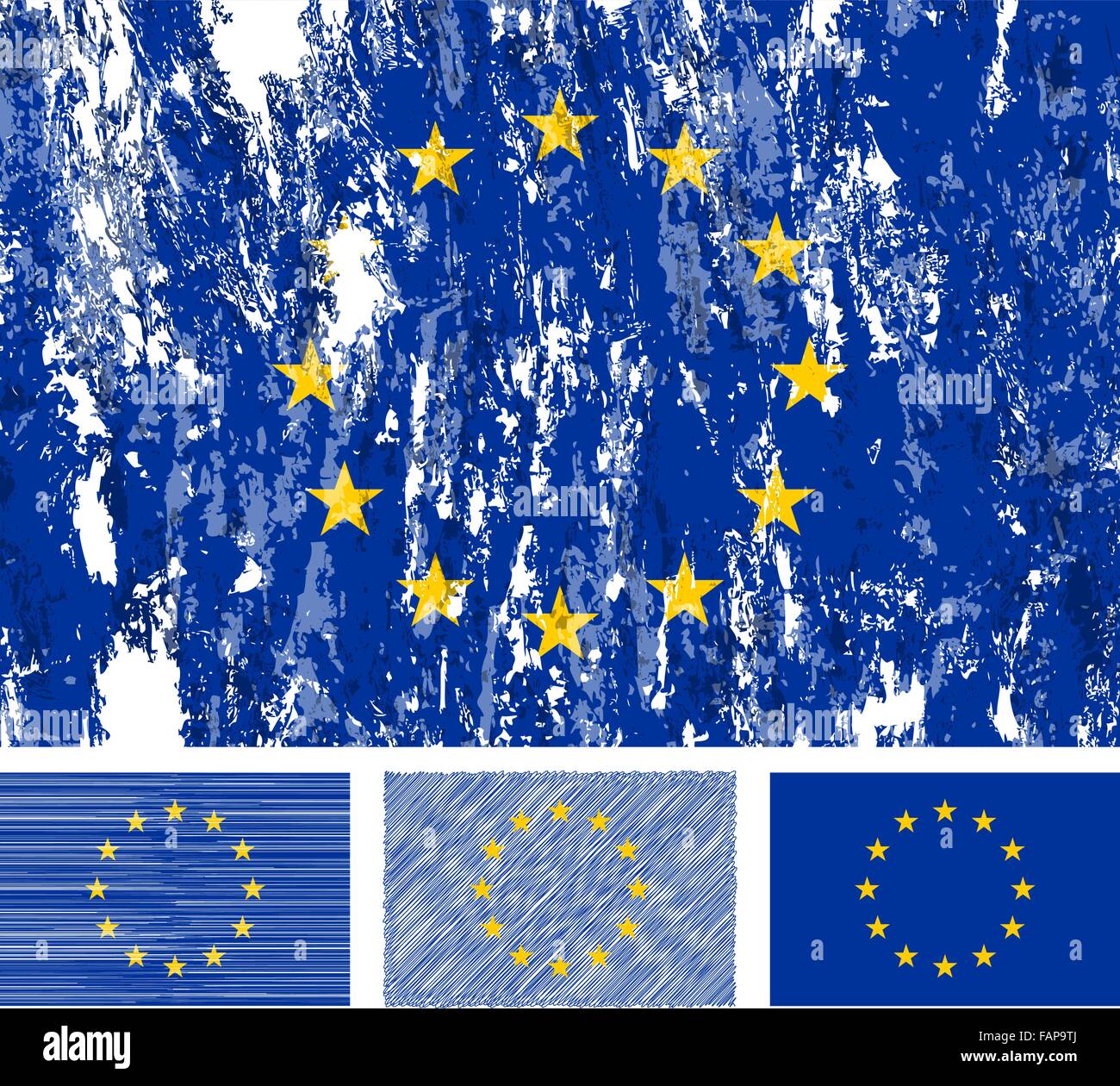 L'Union européenne drapeau grunge sur un fond blanc. Vector illustration. Illustration de Vecteur