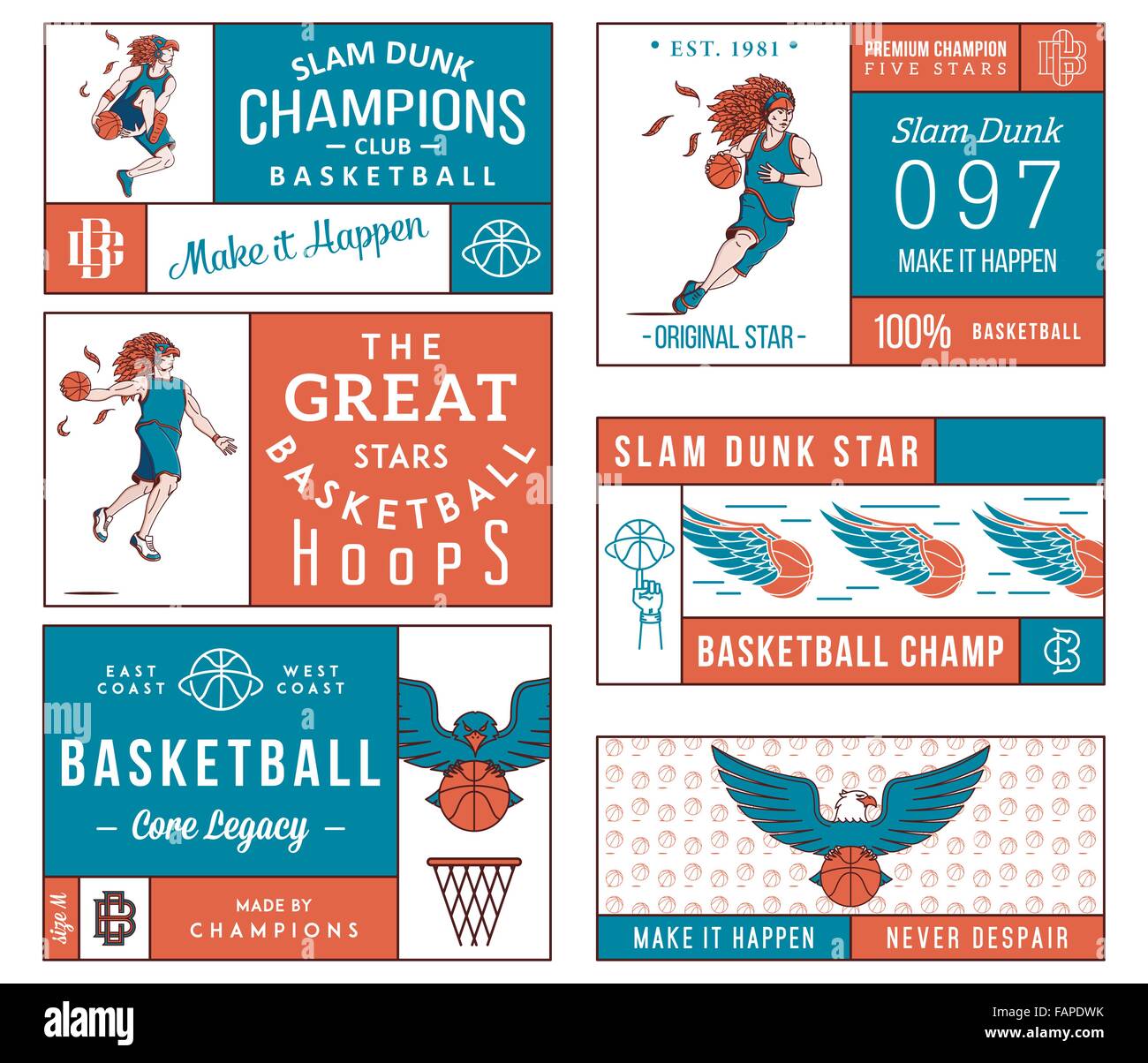 Insignes et écussons de basket-ball de l'usage Illustration de Vecteur