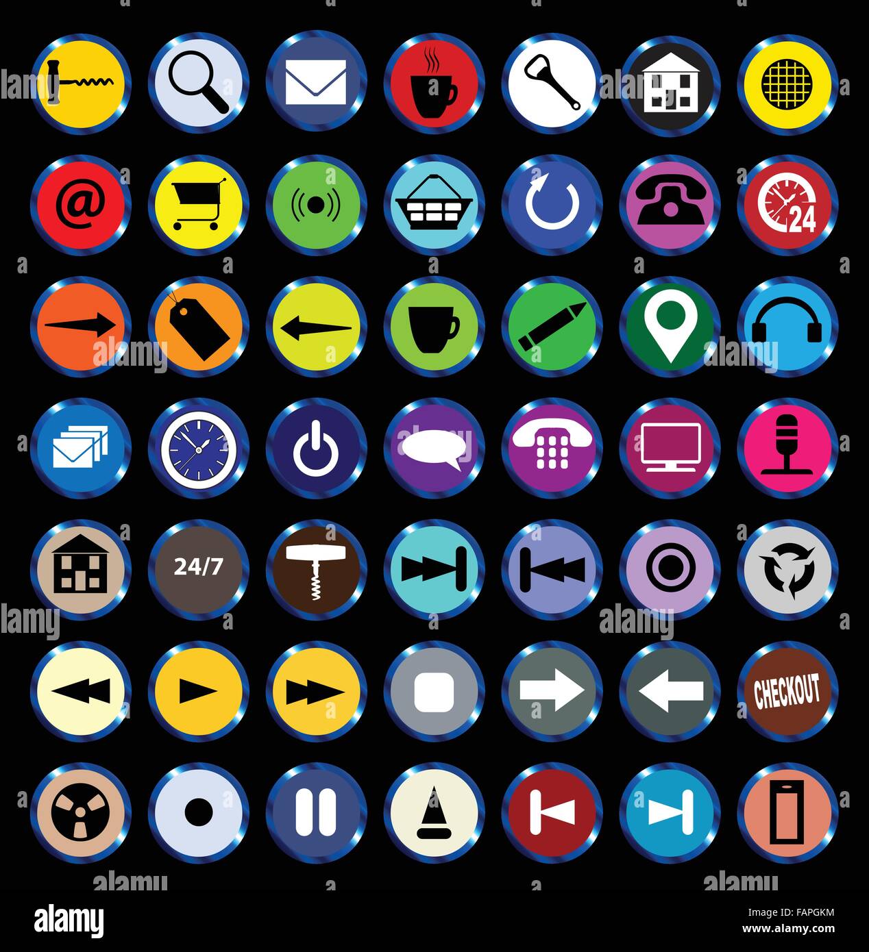 Une collection de boutons icône ronde varié Illustration de Vecteur