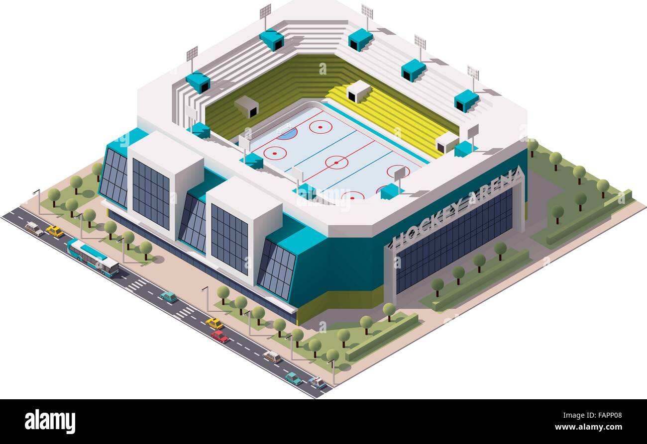 Aréna de hockey sur glace de l'isométrique vectoriel Illustration de Vecteur