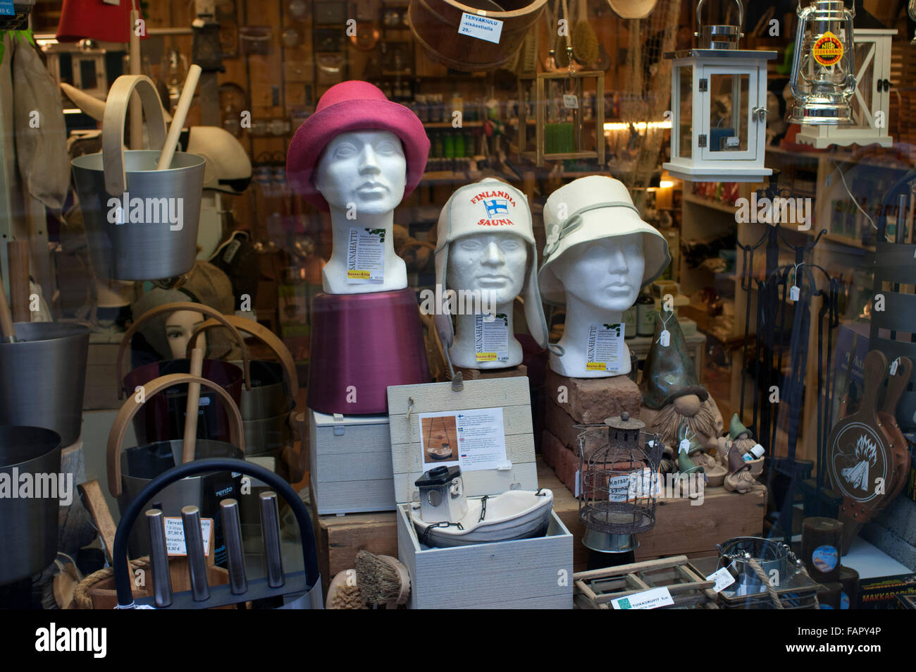 Sauna Shop store Aitta, Helsinki, Finlande. Sauna-Shop Anitta offre des centaines de sauna Finlandais sauna / Salle de bains Articles et idées cadeaux Banque D'Images