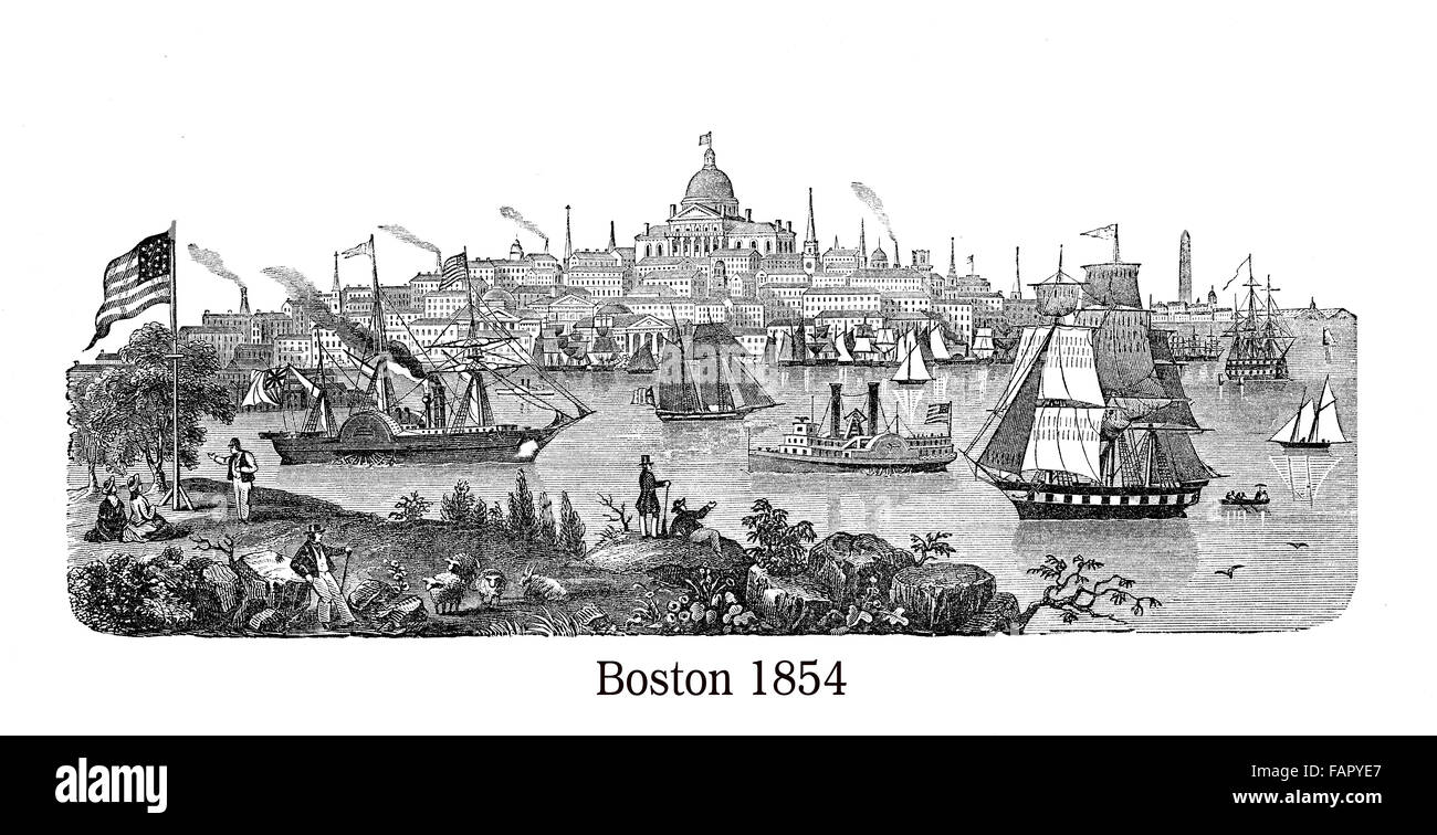 Vue sur Boston 1864, comme des positions de Gleason's Pictorial magazine Banque D'Images