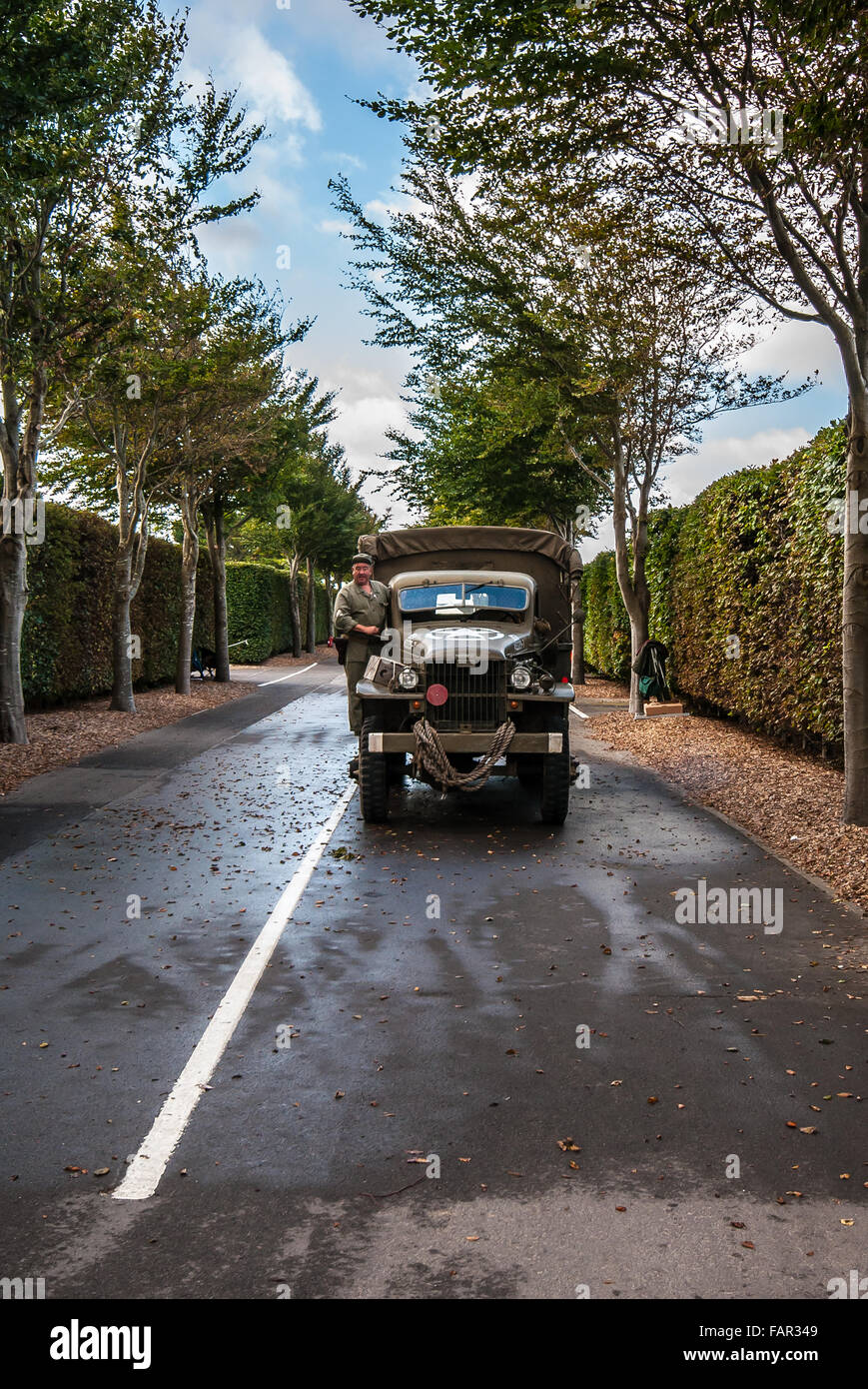 Le Goodwood Revival est un festival de trois jours qui se tient chaque septembre, le circuit de Goodwood pour voitures classiques et les costumes. US Army camion militaire Banque D'Images
