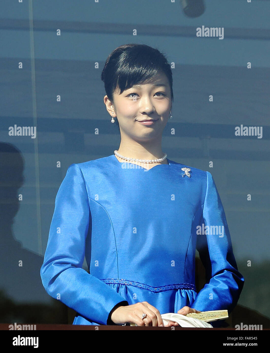 La Princesse Kako assiste à la célébration du Nouvel An en face de personnes au balcon du Palais Impérial, Tokyo, Japon, le 02 Jan 2016. © Motoo Naka/AFLO/Alamy Live News Banque D'Images