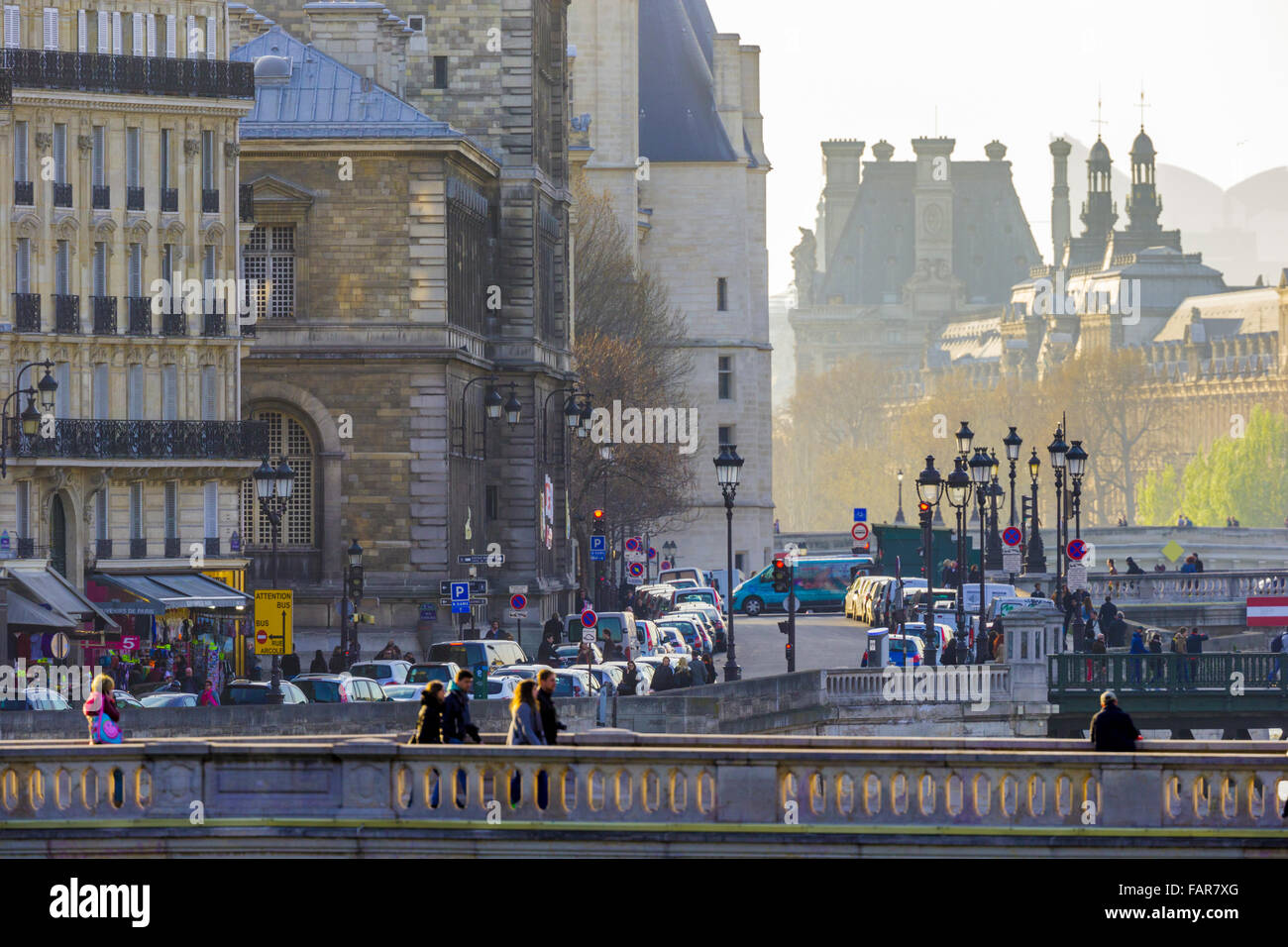 Appartements le long de l'île l'Île Saint-Louis dans la Seine à Paris Banque D'Images