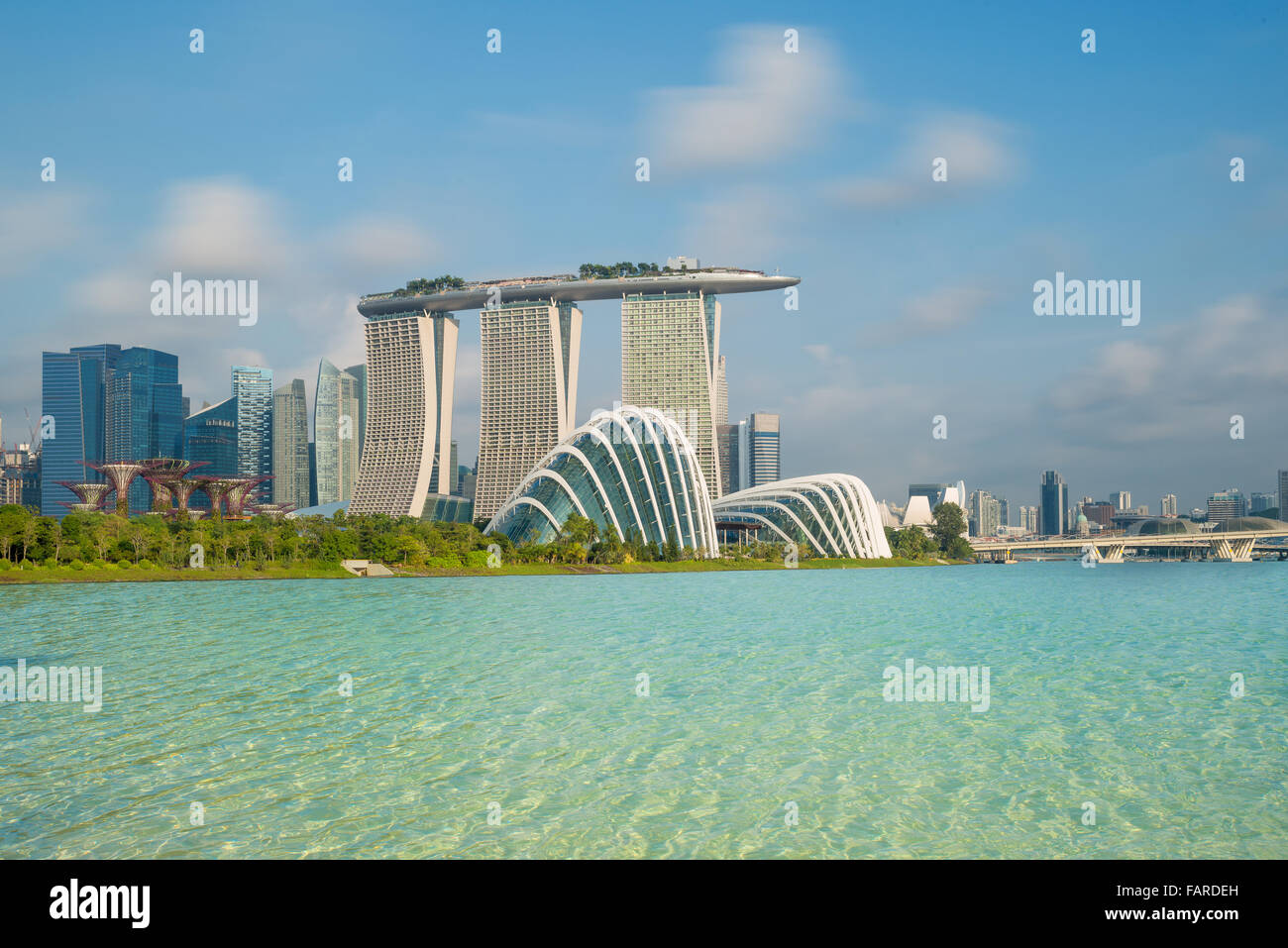 Singapore city skyline dans matin à Marina Bay Banque D'Images