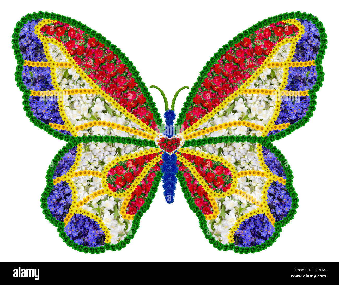 Papillon français comme symbole de la mémoire des victimes du terrorisme. Sur les ailes de couleur du drapeau français. Résumé isolés handmade Banque D'Images