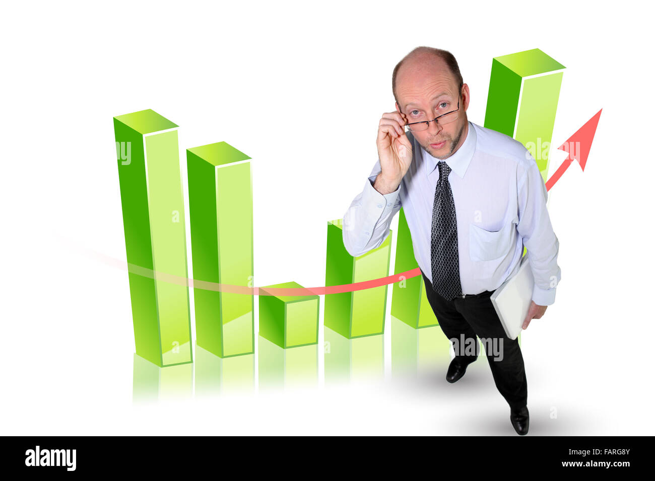 Homme chauve se tenait en face du tableau Banque D'Images