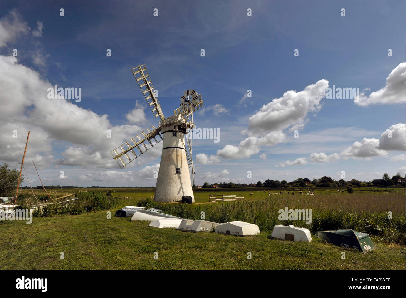 Thurne moulin sur les Norfolk Broads, construit comme un moulin de drainage en 1820 et situé à côté de la rivière Thurne. Banque D'Images