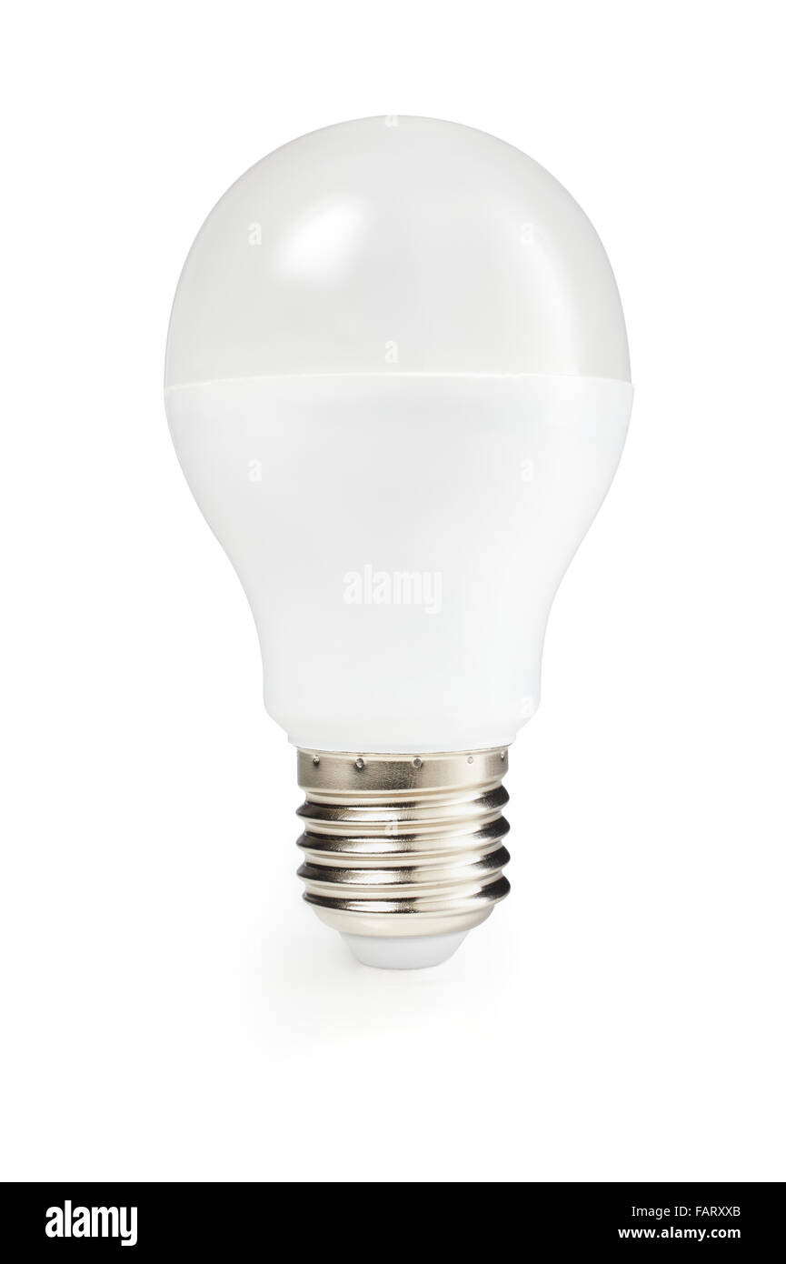 Ampoule LED sur un fond blanc. Banque D'Images