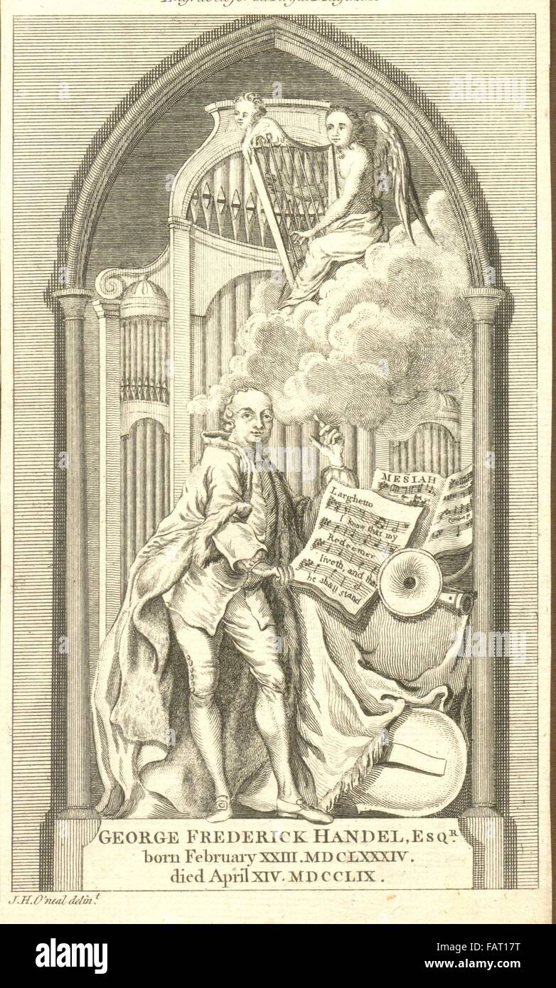 Gravure de George Frederick Handel par J H O'Neal pour le Magazine Royal Banque D'Images
