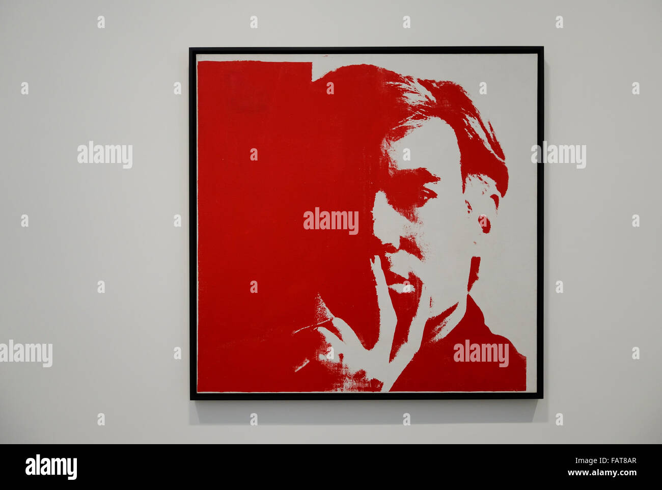 Andy Warhol autoportrait à la fondation Louis Vuitton, Paris, France. Banque D'Images
