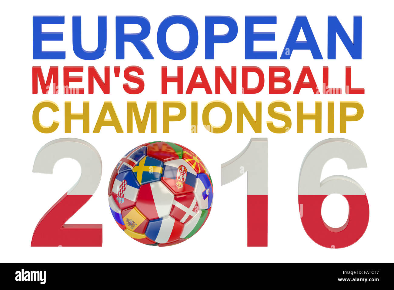 2016 European Men's Handball concept isolé sur fond blanc Banque D'Images