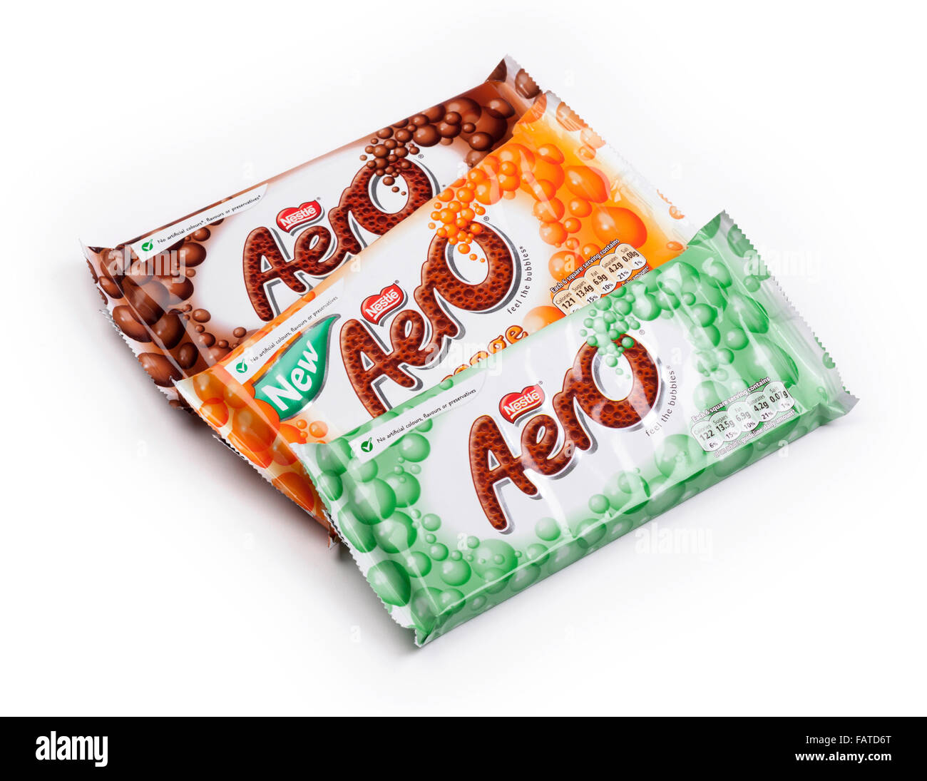 Les barres de chocolat Nestlé Aero Banque D'Images