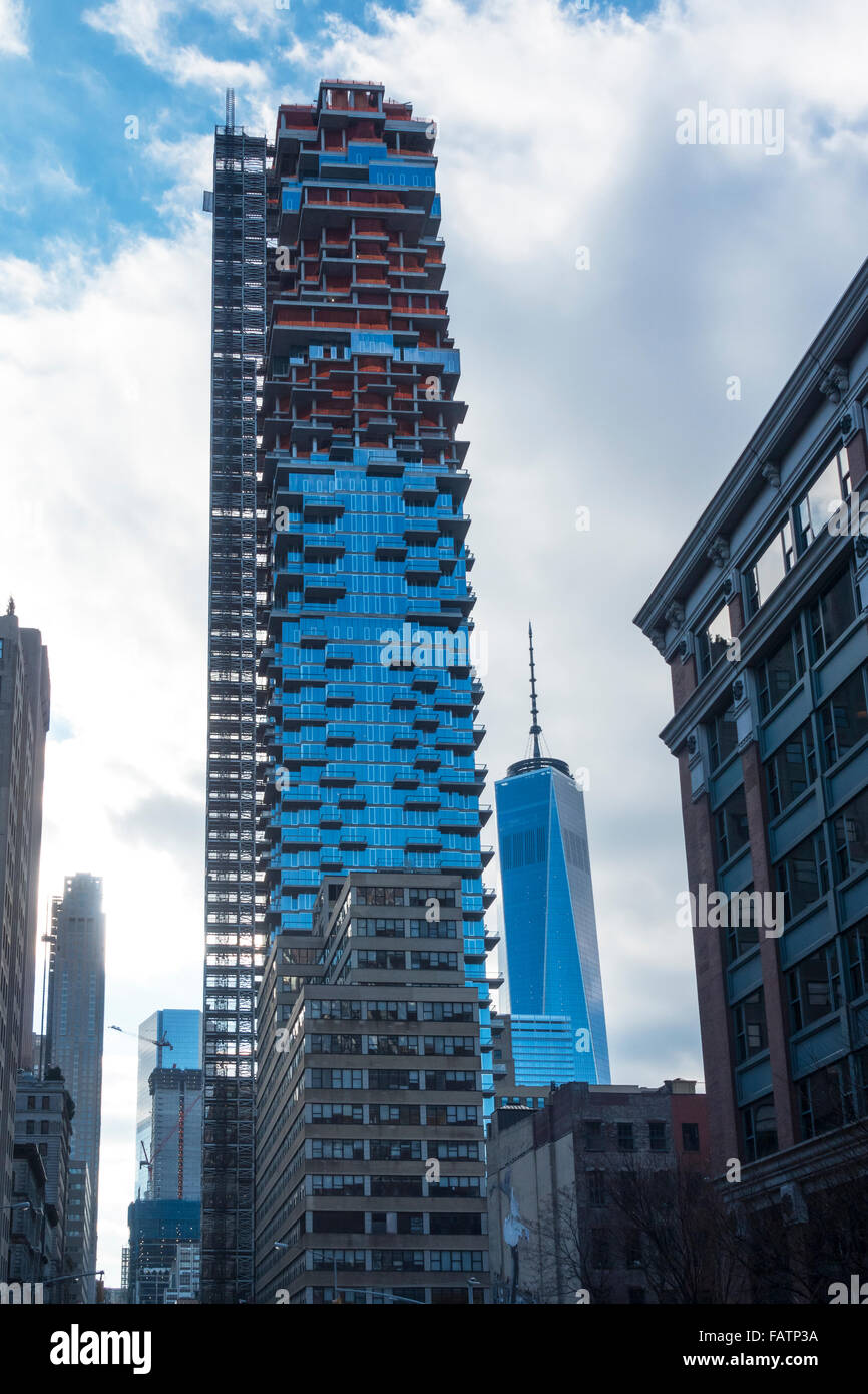 Gratte-ciel en construction à Tribeca, à New York City Banque D'Images