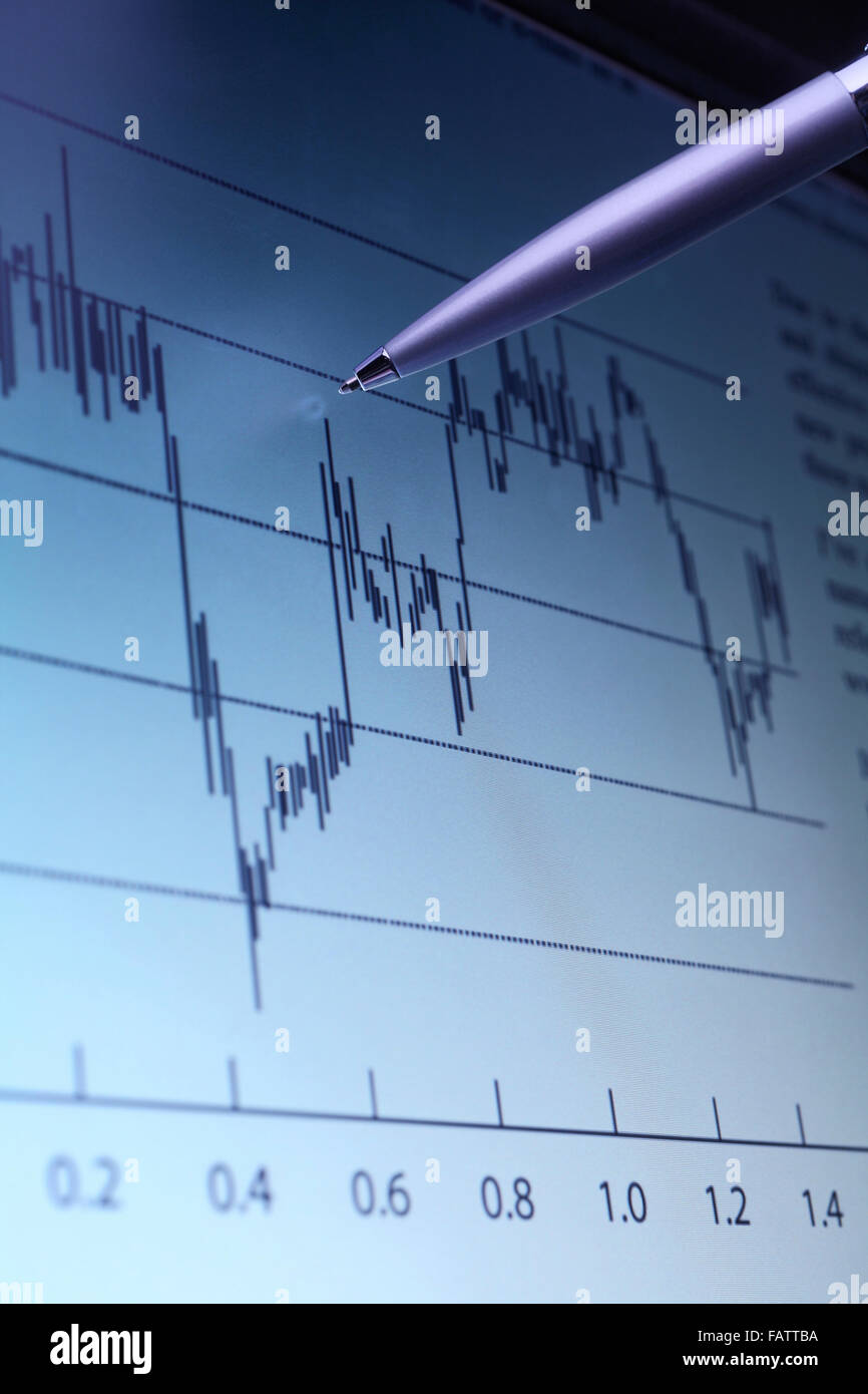 Rapport financier montrant sur le moniteur Banque D'Images