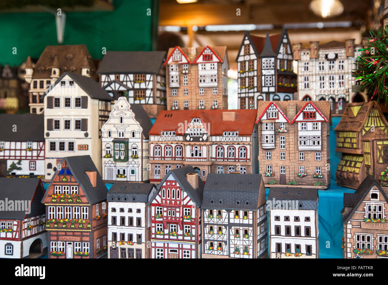 Denver, Colorado - modèle allemand maisons en vente au Marché Christkindl Denver, un marché de Noël traditionnel allemand. Banque D'Images