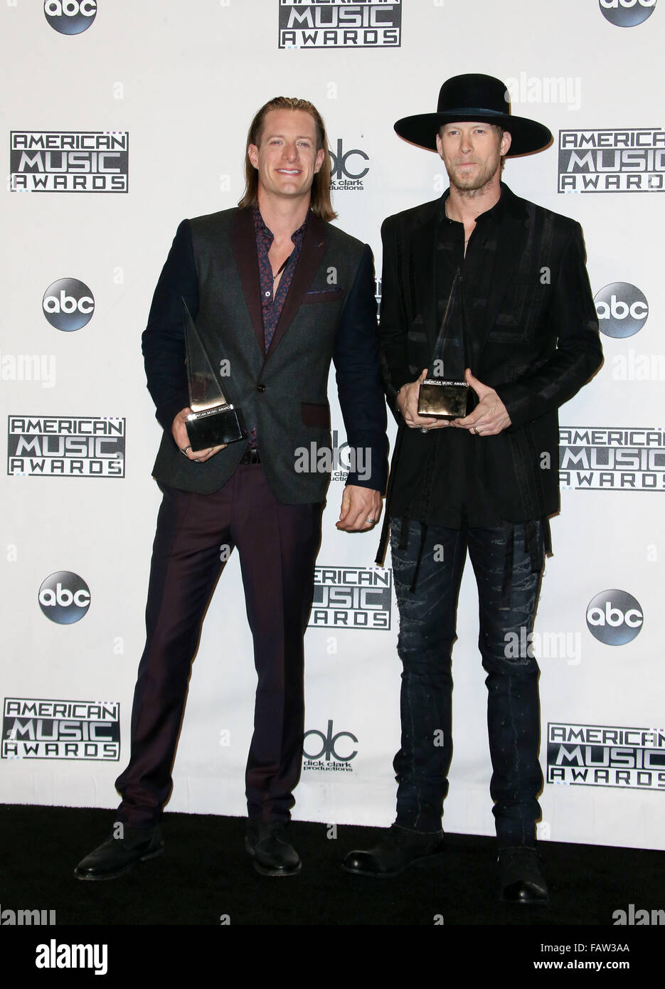 AMERICAN MUSIC AWARDS 2015 Salle de presse : Tyler Hubbard, Brian Kelley Où : Los Angeles, California, United States Quand : 22 Nov 2015 Banque D'Images