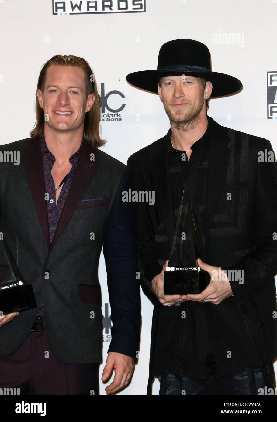 AMERICAN MUSIC AWARDS 2015 Salle de presse : Tyler Hubbard, Brian Kelley Où : Los Angeles, California, United States Quand : 22 Nov 2015 Banque D'Images