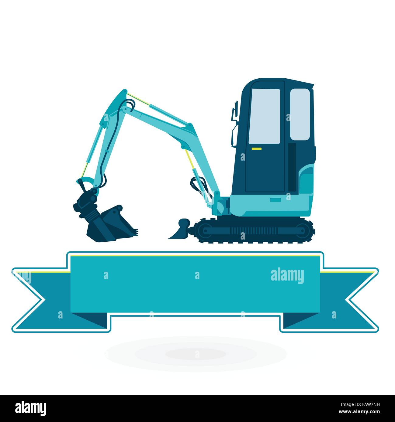 Petit Bleu digger construit des routes, des tonnes de matériaux de construction. Bagger creusement de charbon sable roche. Aplatir l'illustration vectorielle master. Illustration de Vecteur