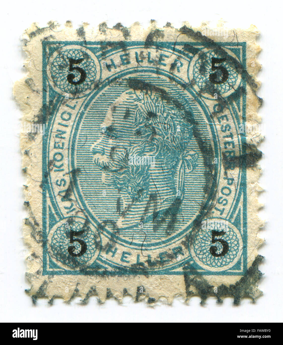Hongrie - VERS 1916 : un timbre imprimé en Hongrie montre l'image de Franz Joseph I ou François Joseph I était empereur d'Autriche, K Banque D'Images