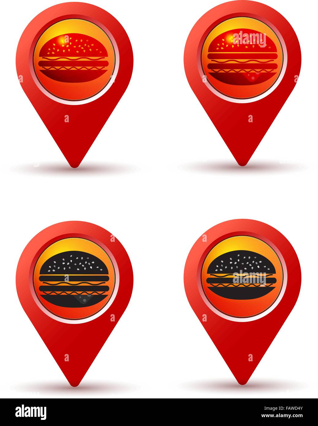 La broche d'hamburger sur la carte. Icônes de ligne pour le développement d'applications, le processus créatif. Illustration de Vecteur