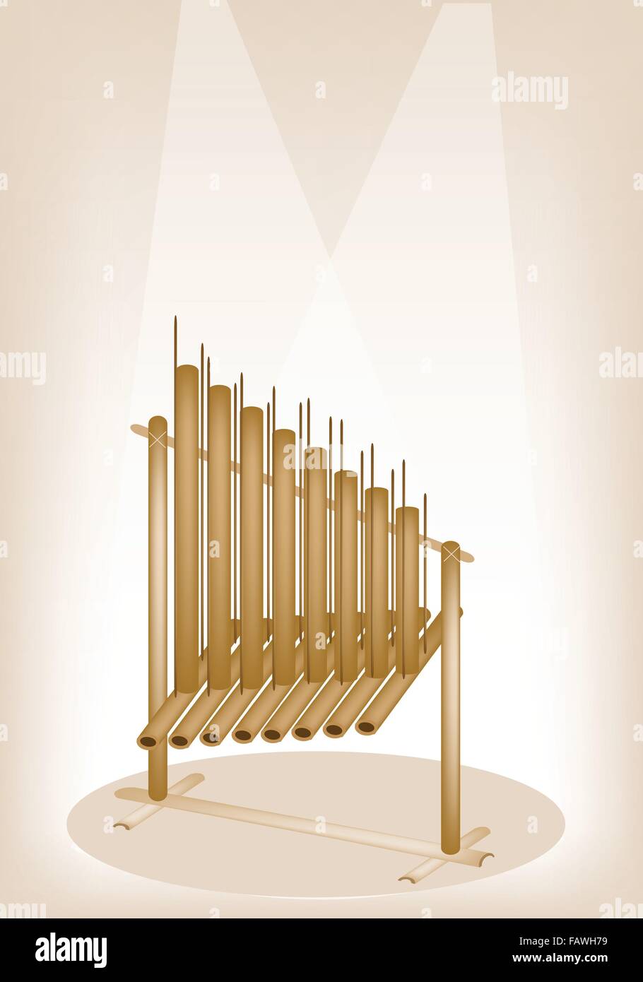 Instrument de musique, une illustration de l'Angklung musical sur Belle Vintage Brown fond stade avec l'exemplaire de l'espace pour la décoration de texte Illustration de Vecteur