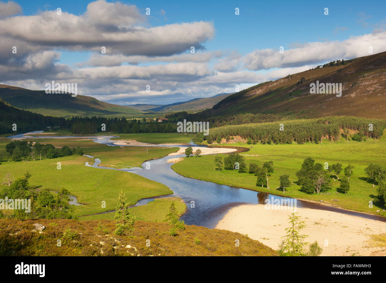 Mar Lodge Estate avec la rivière Dee, près de Braemar, Deeside, Aberdeenshire, en Écosse. Dans le Parc National de Cairngorms. Banque D'Images