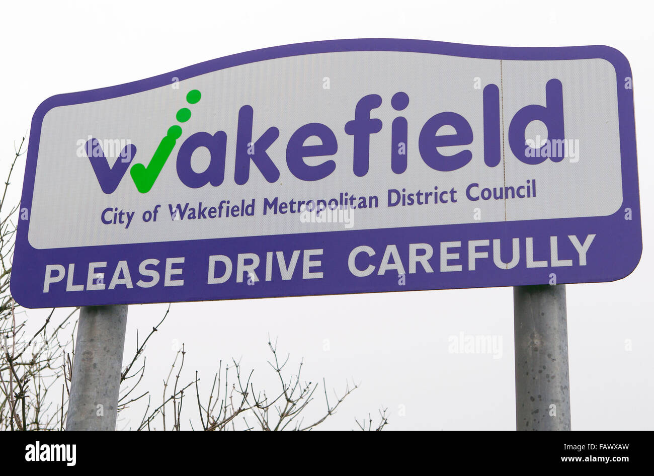Vue générale d'un GV Ville Wakefield Metropolitan District Council street sign Banque D'Images