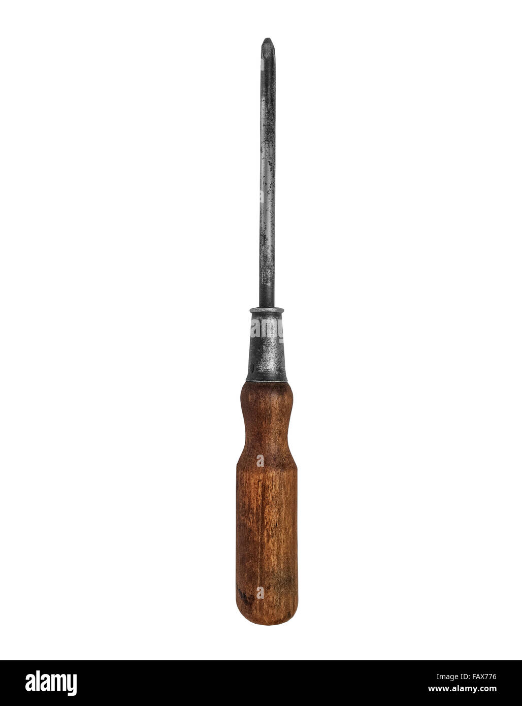 Vintage grand tournevis over white, clipping path Banque D'Images
