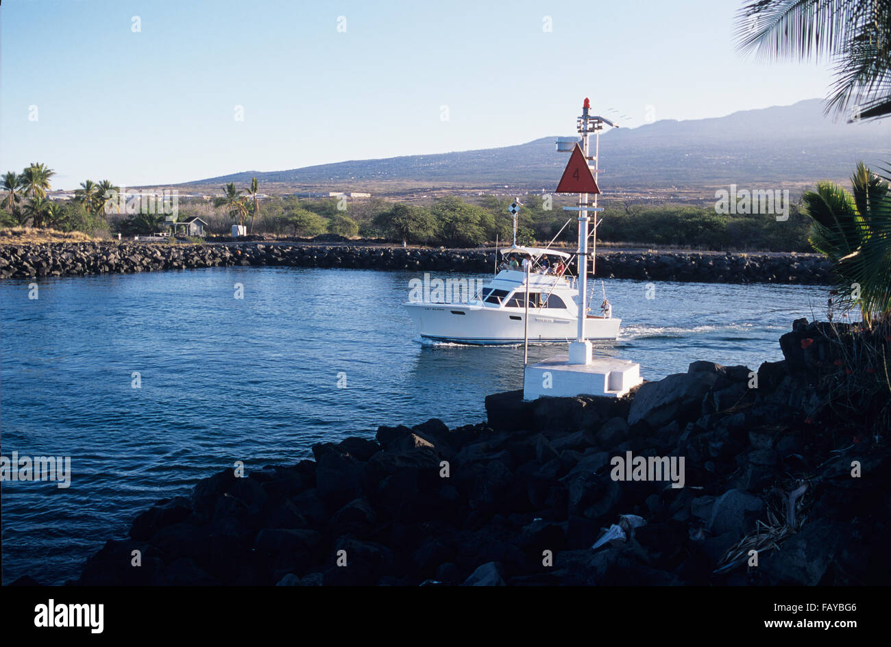 Big Island, Hawaii, Honokahau small boat harbour, Kona Banque D'Images