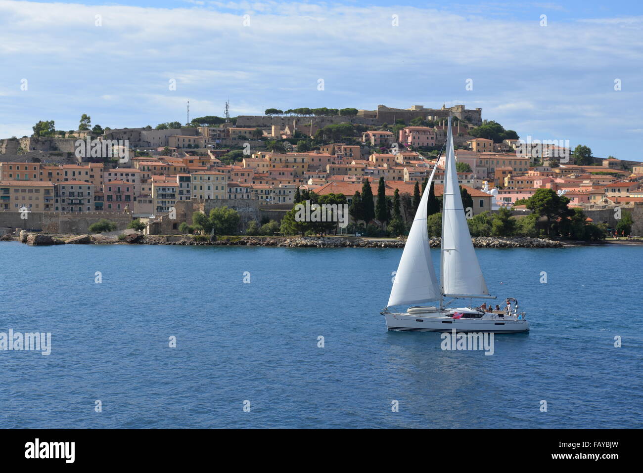 Bateau, mer, Italie, Portoferraio, voile Banque D'Images
