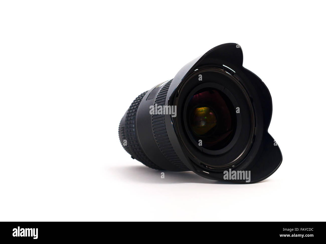 Objectif pour l'appareil photo sur un fond blanc Banque D'Images