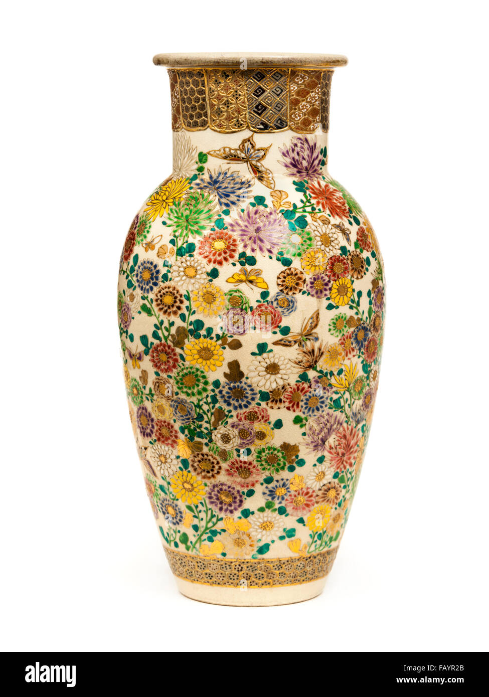 Mobilier ancien vase satsuma japonais du 19e siècle Banque D'Images