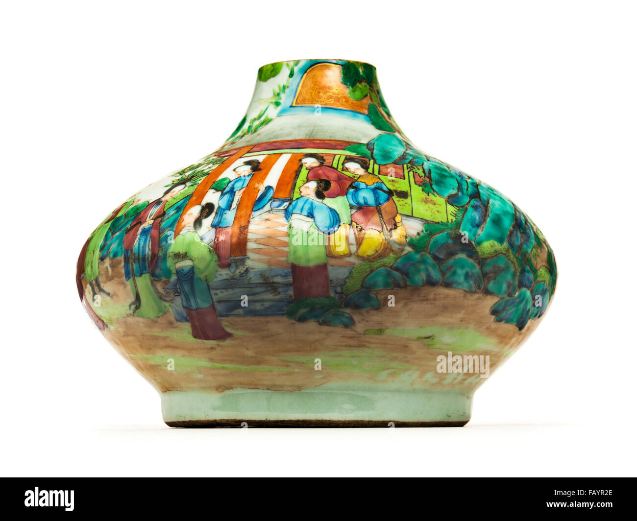 19ème siècle ancien vase japonais peint à la main Banque D'Images