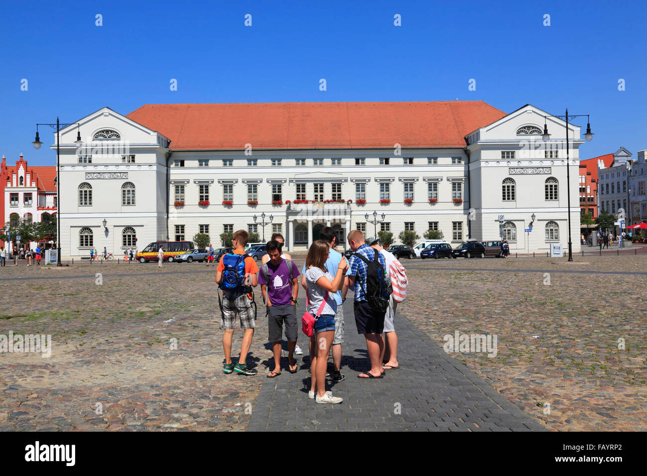 Hôtel de ville à la place du marché, Wismar, mer Baltique, Mecklembourg Poméranie occidentale, l'Allemagne, de l'Europe Banque D'Images