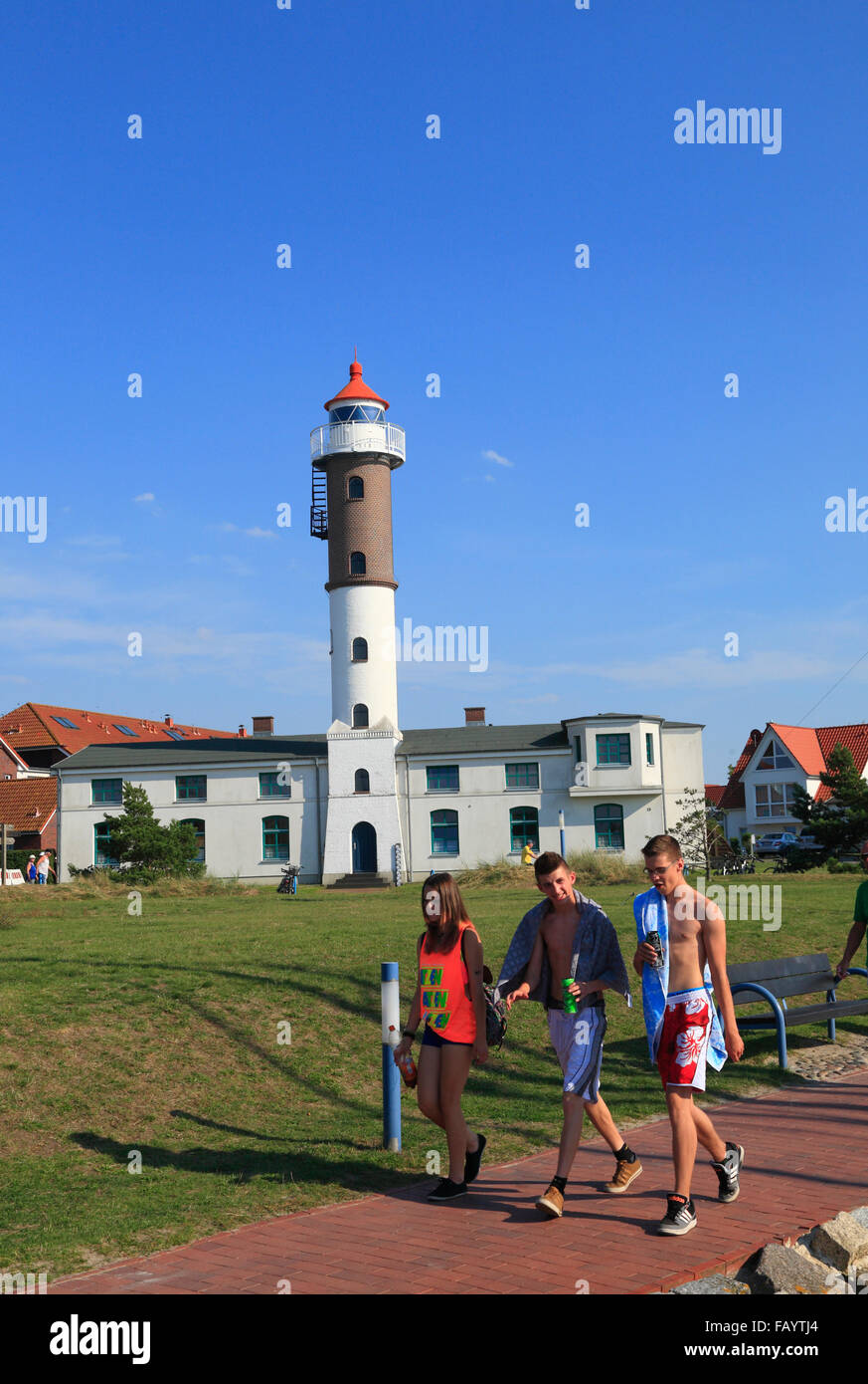 L'île de Poel Timmendorf, phare, mer Baltique, Mecklembourg Poméranie occidentale, l'Allemagne, de l'Europe Banque D'Images